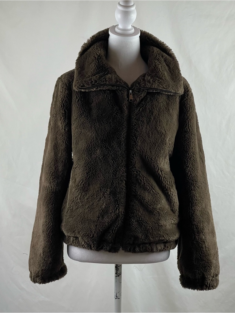 Magaschoni Dark Brown Faux Fur Teddy Bear Coat Jacket NWOT Size XS MobWife Glam - Picture 2 of 12